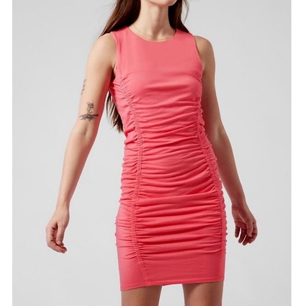 Athleta Stella Dress Sleeveless Cinched‎ Side Above Knee Pink Women’s Size Small